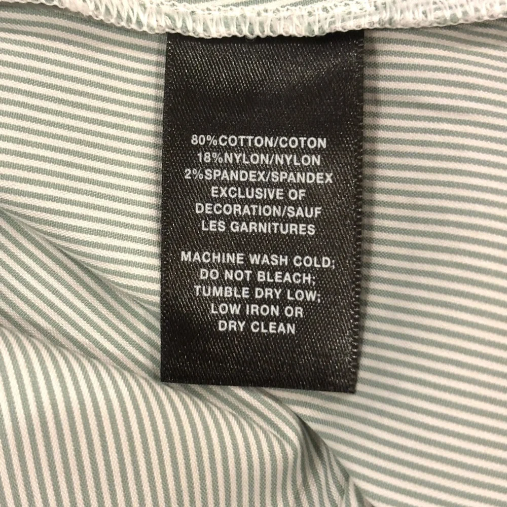 LAFAYETTE 148 NY BUTTON DOWN SHIRT PINSTRIPE MINT WHITE COTTON BLEND 16 $598 - Picture 9 of 11